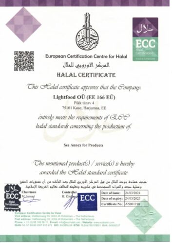 HalalCert LightFood valid until 24.03.2025