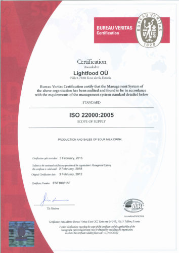 Sertifikaat ISO-22000